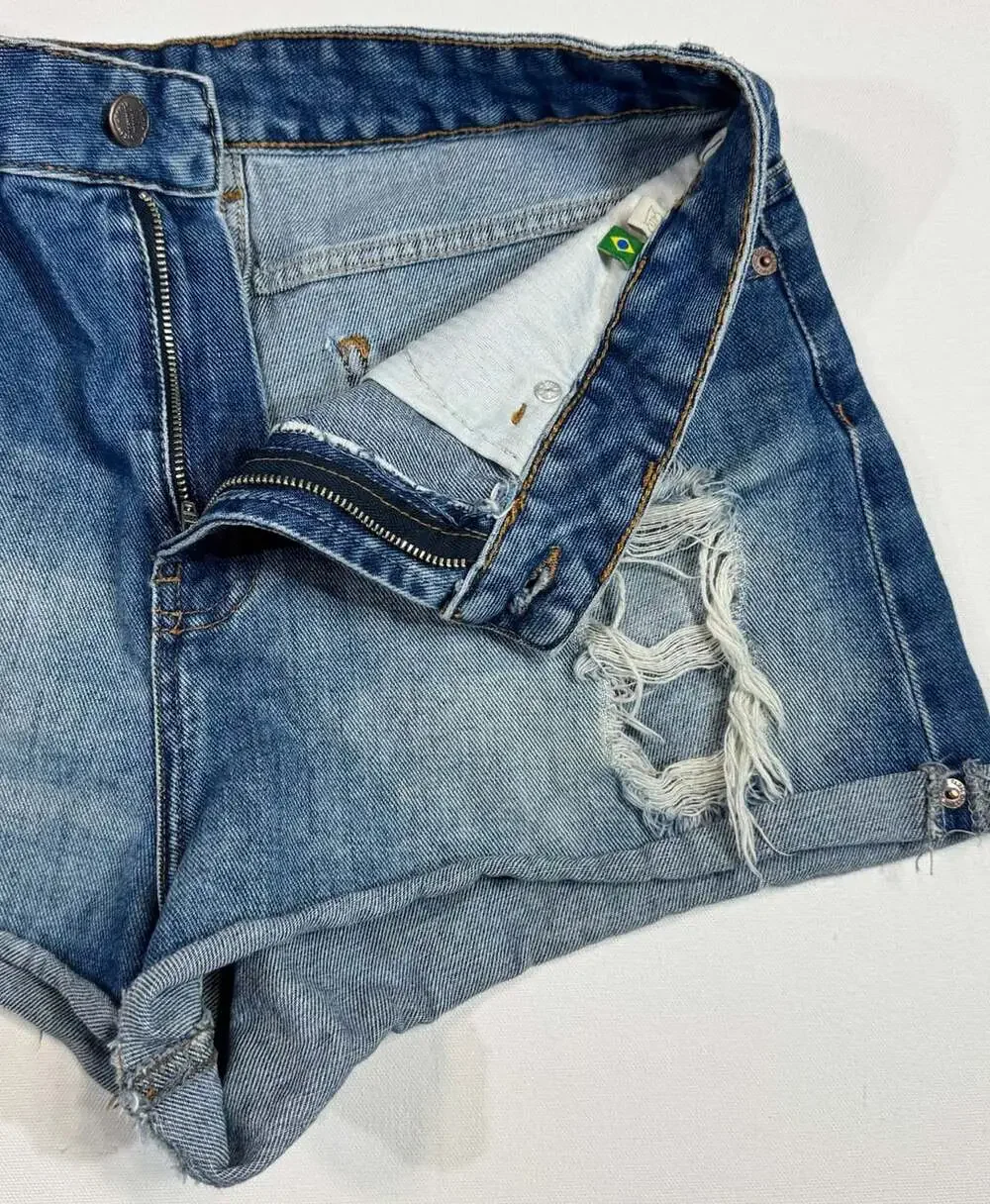 Farm Rio Denim Shorts Size 40 Blue Distressed Cutoff